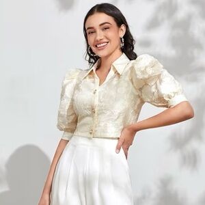 NWT Sister Jane Cream Floral Button Down Blouse